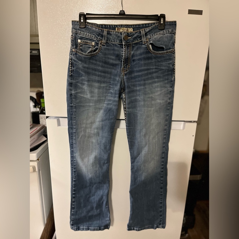 BKE 34x33 1/2 Fold Down Pocket Jeans Small Hole By Belt Loop See Pic